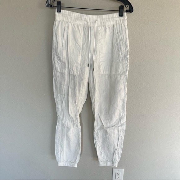 Athleta Retreat Linen Jogger Pants Calla Lily White Casual Athleisure Women’s 0 - Picture 3 of 11